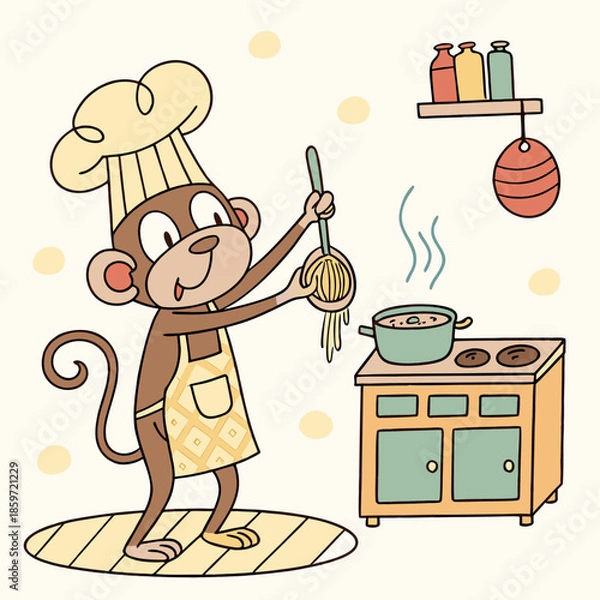 Obraz Chef Monkey Kitchen Hustle 1