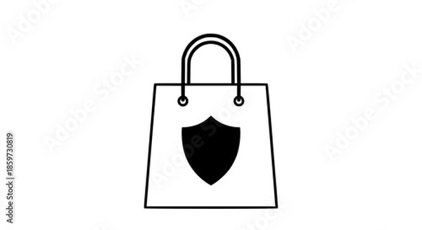 Obraz Protected plastic bag black white icon 