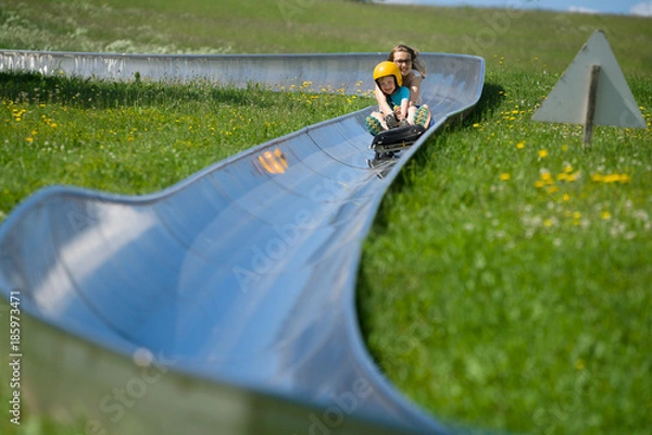 Obraz Children in alpine coaster