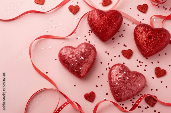 Obraz red hearts background