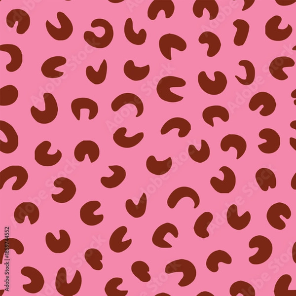 Obraz Pink, random placed half moons seamless repeat pattern. Abstract spots dots aop, all over surface print, background. Endless, editable tile.