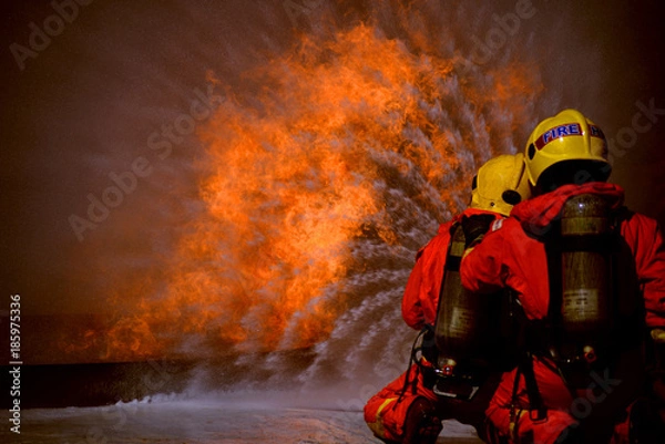 Fototapeta Fire drills in the training center regularly to get ready.