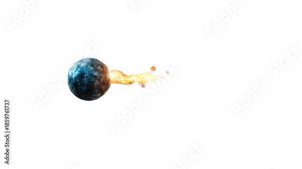 Obraz Fiery Comet in Space on Transparent Background