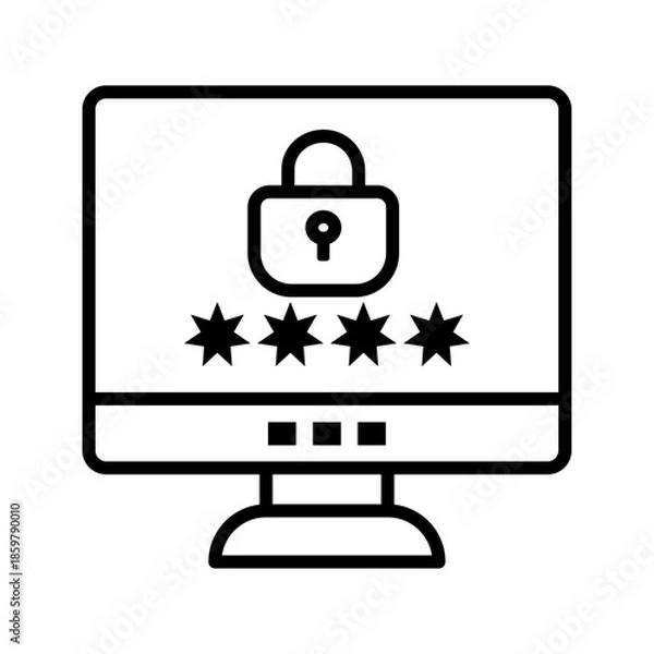 Obraz System Password icon vector image. Suitable for mobile apps, web apps and print media. Computer with password access icon. Data encryption Line Icon. Multi-factor authentication icon, outline style
