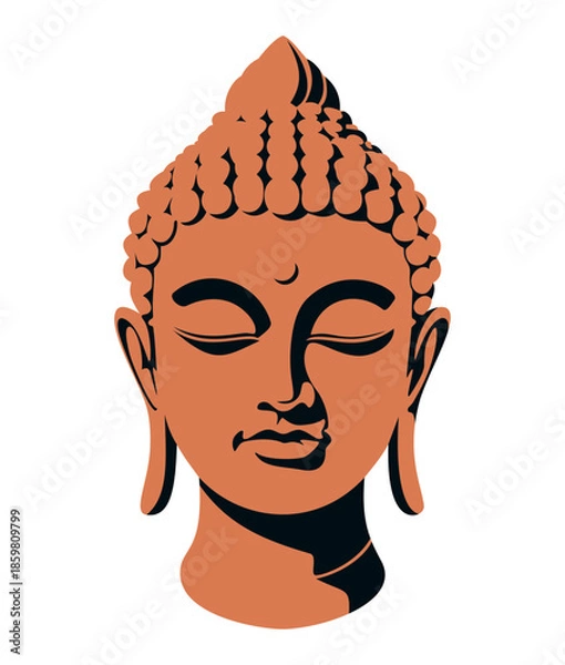 Obraz Buddha head. Vector isolated illustration