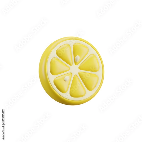 Obraz Fresh Lemon Slice Isolated on White.