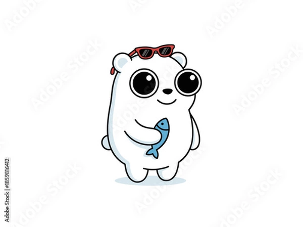 Obraz Curious White Bear with Cookie Surprise