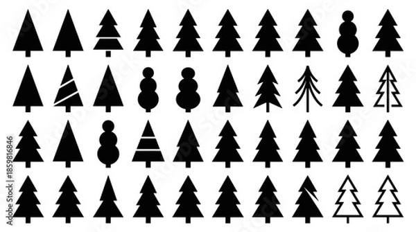 Obraz Assorted Black Christmas Tree Silhouettes Collection