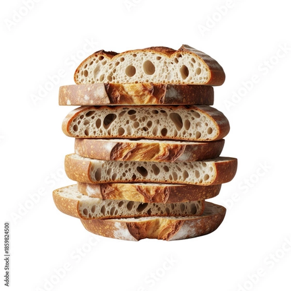 Obraz Sourdough bread slices stack on Transparent Background