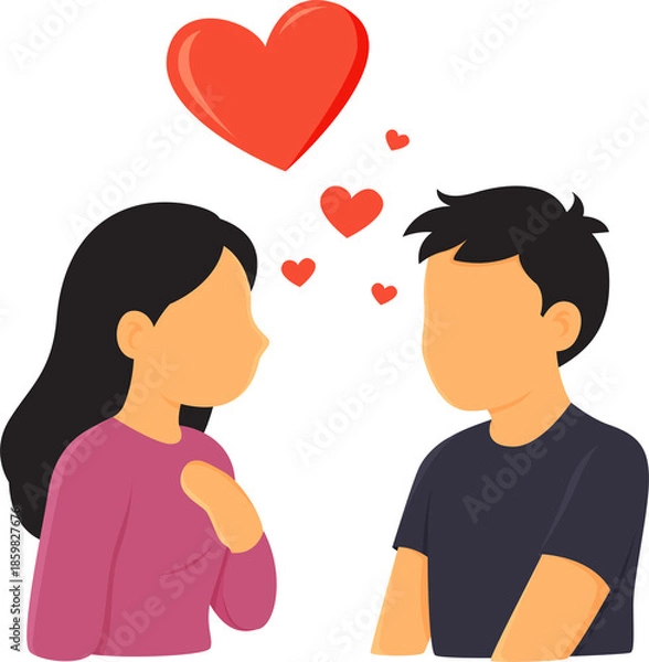 Obraz Finding love, falling in love. flat illusrtation