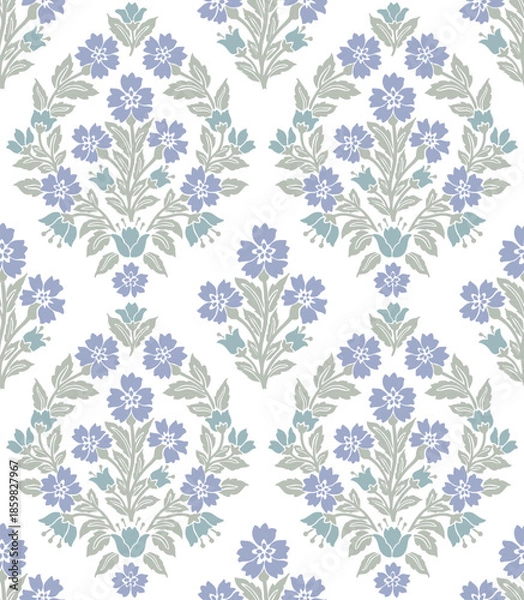 Obraz FLORAL BLOCK PRINT REPEAT VECTOR PATTERN FLOWER DESIGN BOHO PATTERN