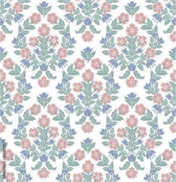 Obraz FLORAL BLOCK PRINT REPEAT VECTOR PATTERN FLOWER DESIGN BOHO PATTERN