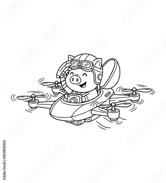 Fototapeta Pig flying drone