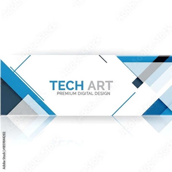 Obraz Tech Art Abstract Header with Reflection and Blue Accent