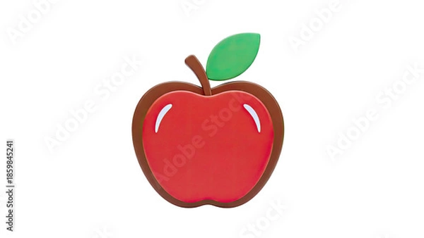 Obraz Red Apple Icon with Leaf and Stem