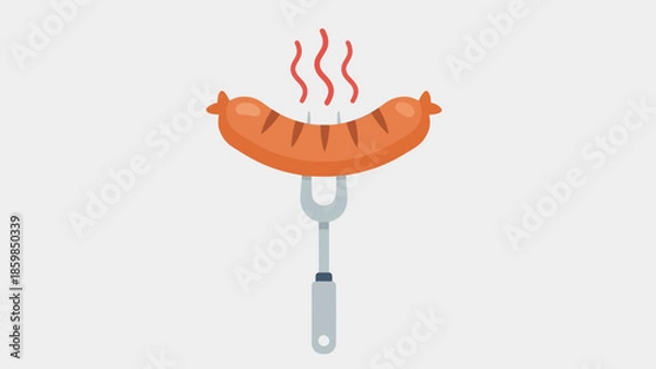 Obraz Grilled Sausage on a Fork.