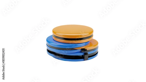 Obraz Stack of Round Containers with Black Stripes