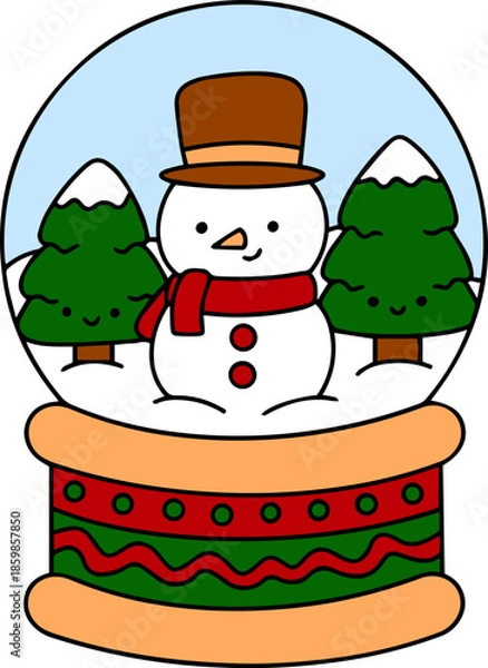 Obraz snowman with christmas tree