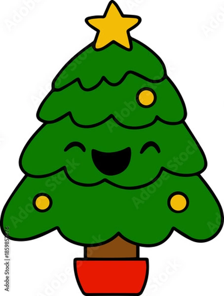 Obraz christmas tree cartoon