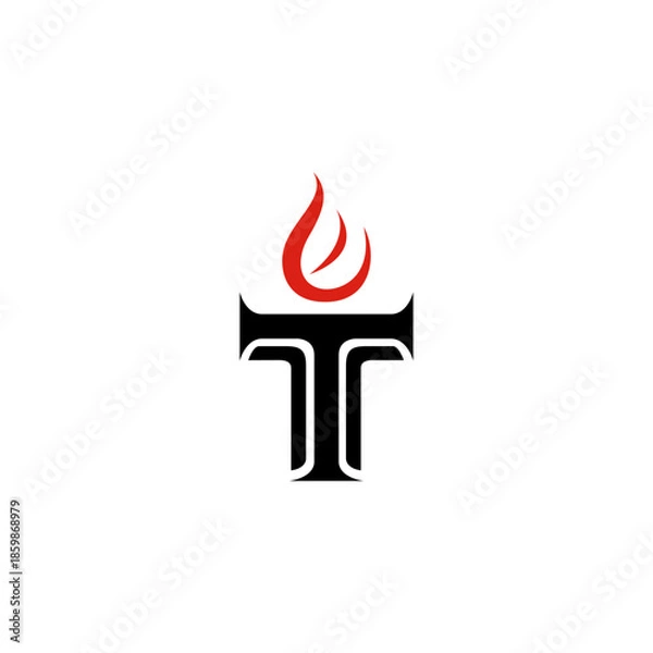 Obraz T torch logo with flat vector design style