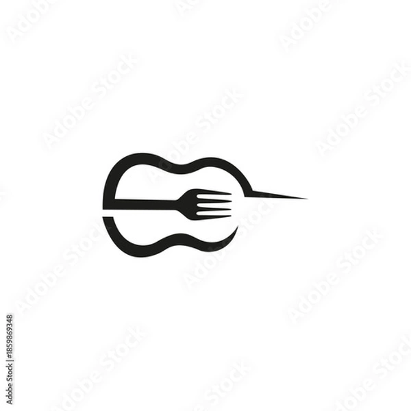 Obraz guitar fork logo with flat vector design style