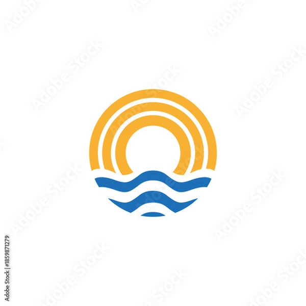 Obraz sunset sunrise logo with flat vector design style