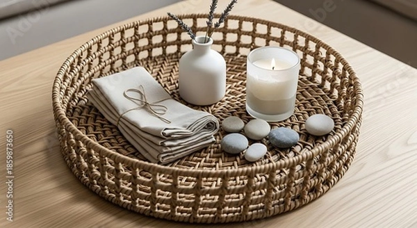 Obraz wicker basket with candles
