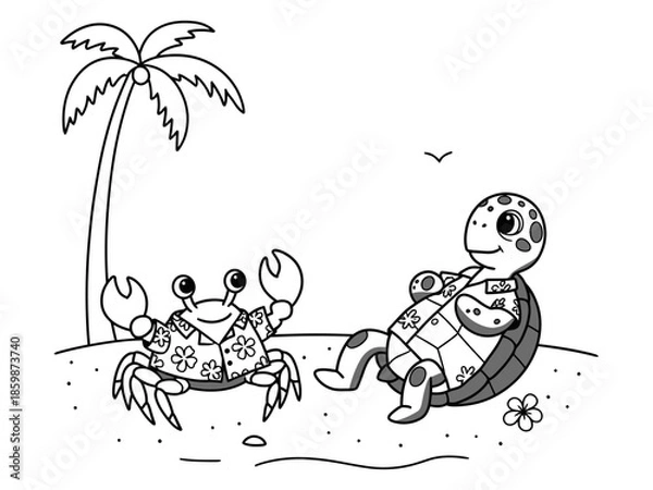 Obraz Crab and Turtle Summer