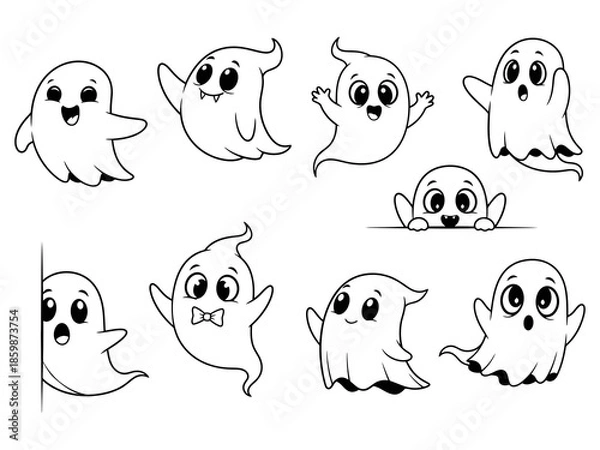 Obraz Cute Cartoon Ghosts Character