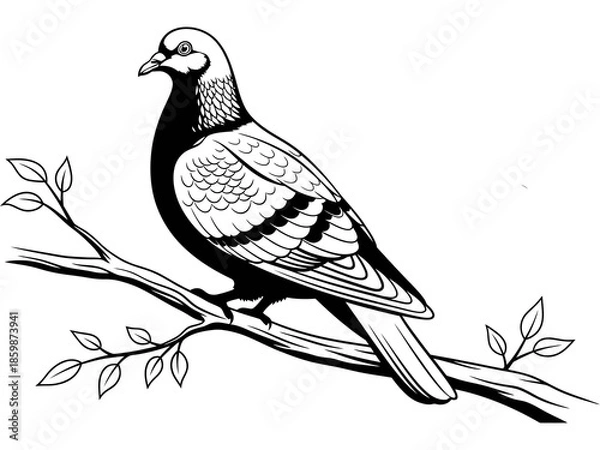Obraz Pigeon Tree Branch Vector.