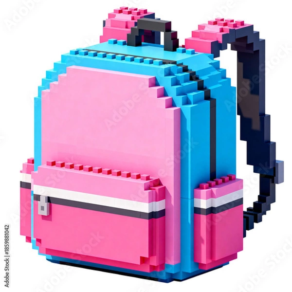 Obraz 블록 스타일 학생 책가방 아이콘