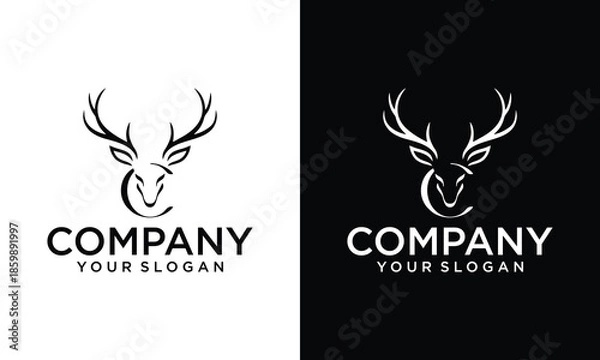 Obraz Creative Elegant Letter C Deer Logo Design Vector.
