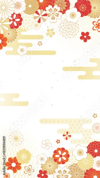 Obraz 華やかな花の和風背景デザイン