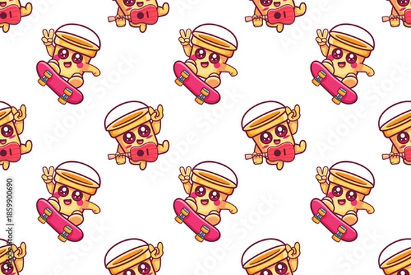 Obraz cheerful bucket character seamless pattern illustration background 