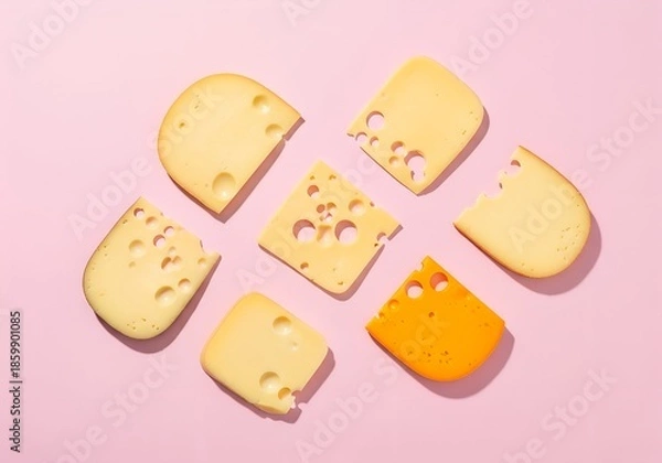 Obraz Minimal Cheese Flat Lay with Copy Space