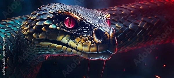 Fototapeta Pointillist grunge design of Monster king cobra with abstract dotted pattern,generative AI