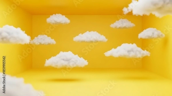Obraz White Clouds Floating in Yellow Room.