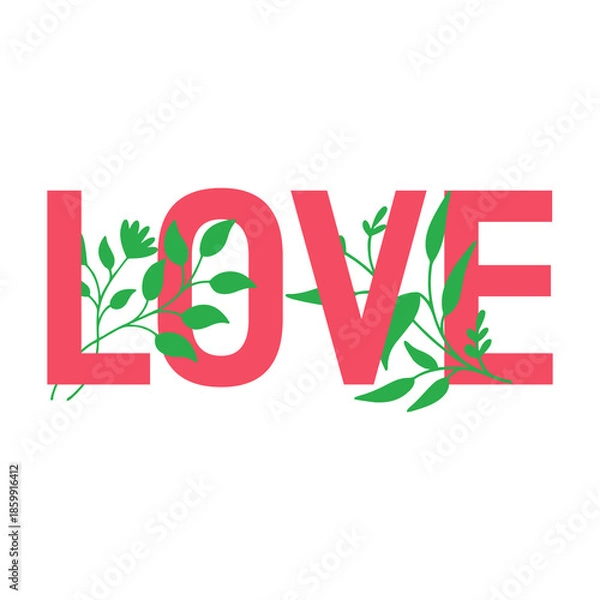 Obraz Lettering love with flowers vector