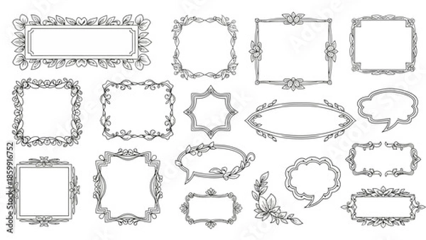 Obraz 装飾的なフレームと吹き出しのセット、ヴィンテージスタイル、イラスト.