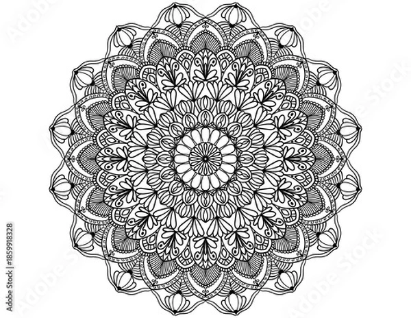 Fototapeta Doodle on mandala,round lace pattern