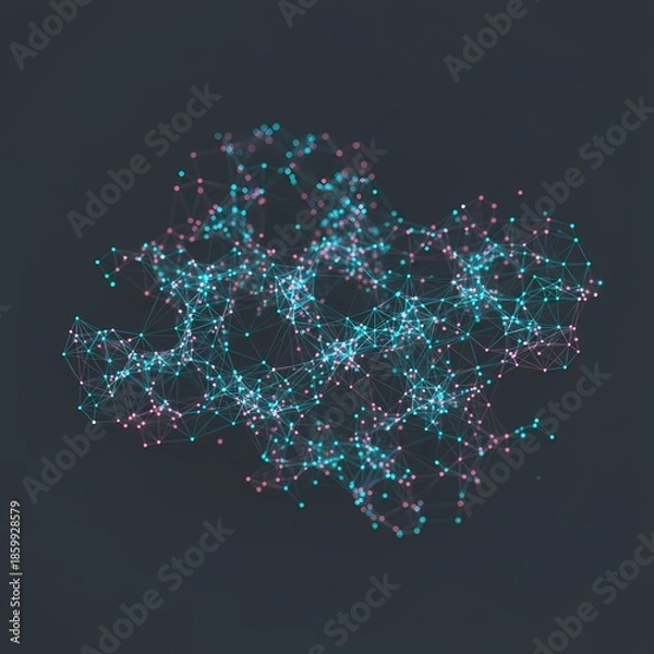 Obraz Abstract geometric pattern composed of interconnected points and lines forming a network like structure. 