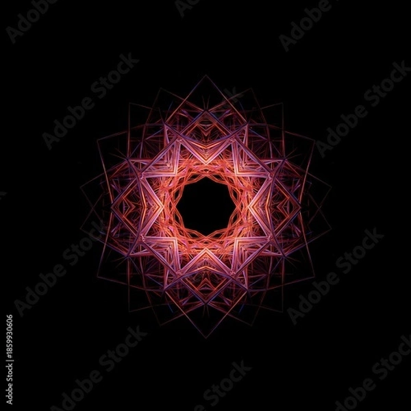 Obraz Endless recursive geometric pattern dissolving into a void, symbolizing deep conceptual thought and theoretical complexity, theory, metaphysical, idea