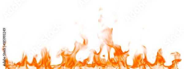 Fototapeta Fire flames isolated on white background.