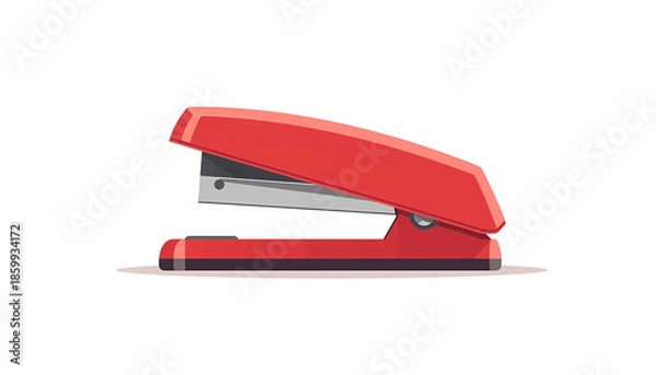 Obraz Red stapler on white background for office supply