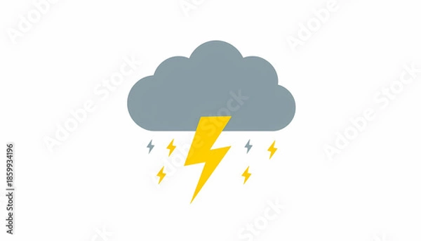 Obraz Stormy weather with lightning and gray cloud