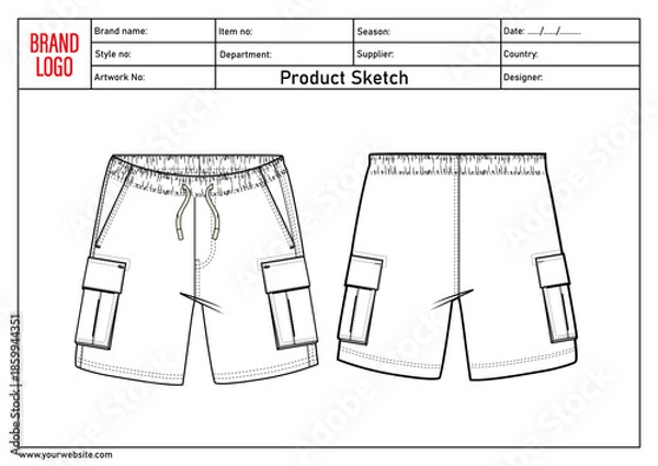 Obraz Shorts pant vector illustration template front and back	