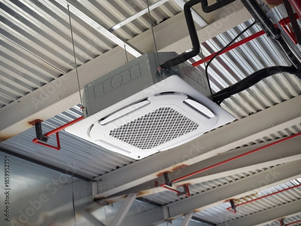 Fototapeta Ceiling-mounted air conditioning unit.