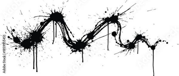 Obraz Grungy Black Ink Splatter Wave Divider Element Vector Illustration