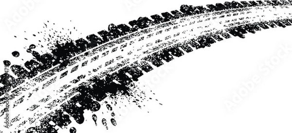 Obraz Distressed Black Tire Track Grunge Splatter Mark Vector Background Element