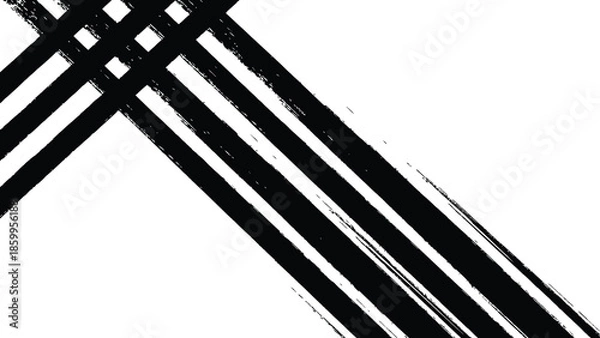 Obraz Black and White Diagonal Brush Strokes Abstract Grunge Pattern Vector Background